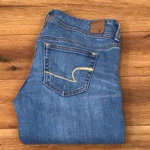 American Eagle light wash slim boot jean
